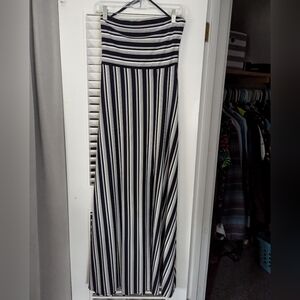 Strapless Striped Slit Maxi Dress Banana Republic